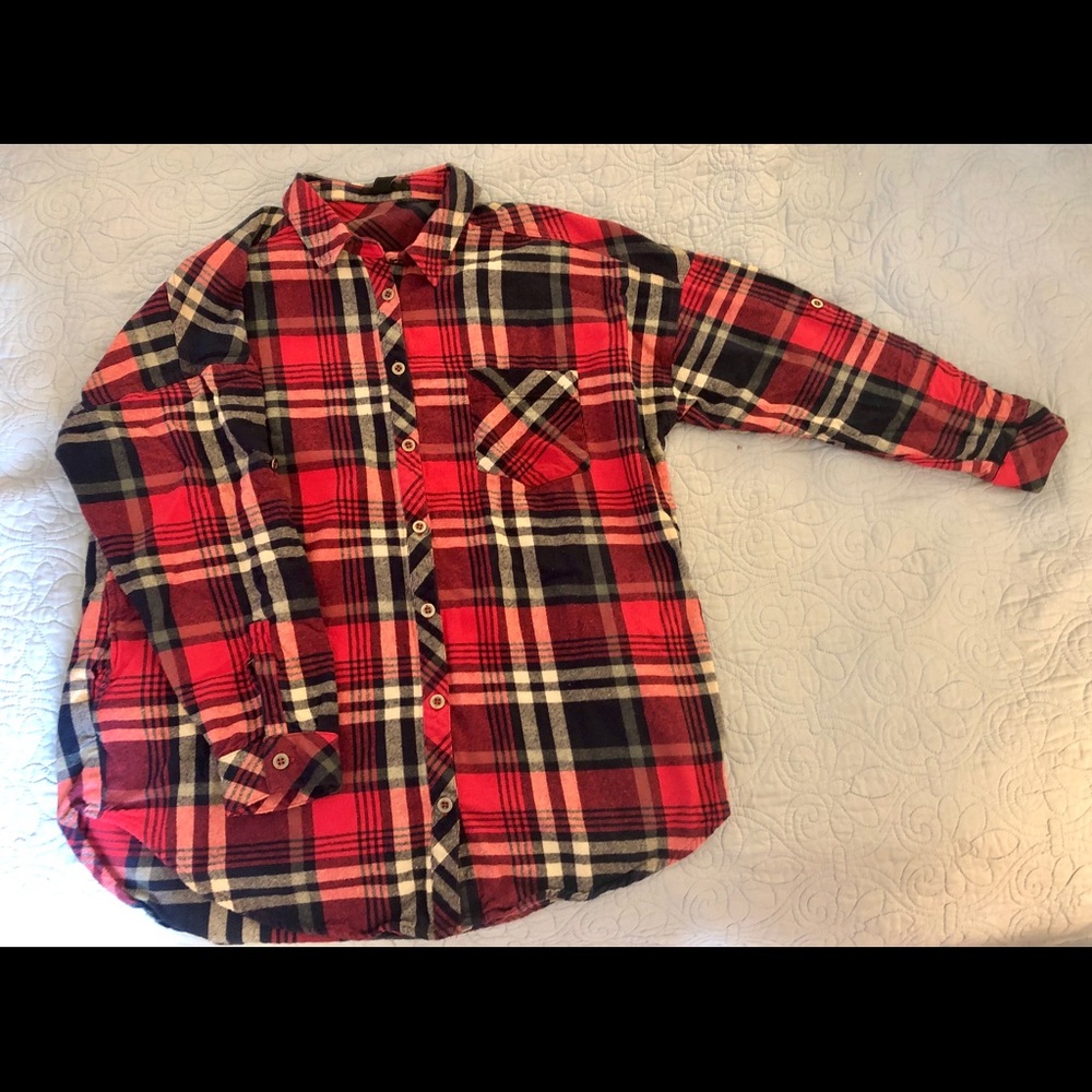 Red plaid flannel shirt